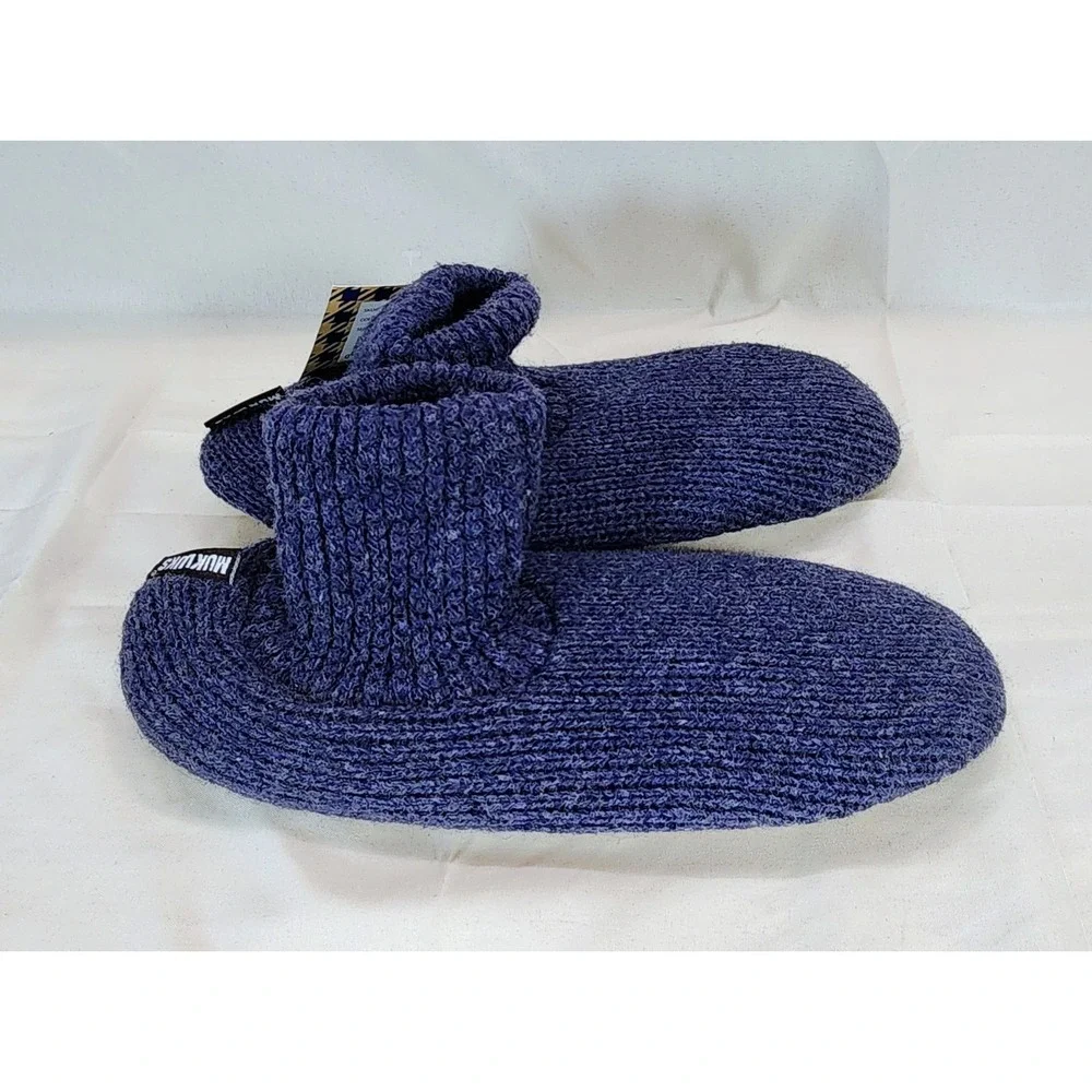 MUK LUKS Morty Ragg Wool Slipper Sock Blue Size S Small(7/8) NWT Warm & Cozy